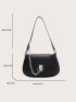 Chain Decor Saddle Bag Flap PU Black