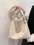 Beige Shopper Bag Fashionable Zipper