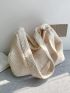 Beige Shopper Bag Fashionable Zipper