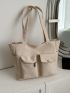 New Style Women's Bag Multi Pocket Canvas Bag Zippered Bag Large Space Tote Bag Portable