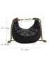 Mini Hobo Bag Quilted Chain PU Black