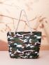 Camo Shopper Bag Casual Large Capacity