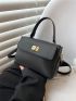 Small Flap Square Bag Litchi Embossed Turn Lock Elegant