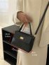 Small Flap Square Bag Litchi Embossed Turn Lock Elegant