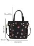 Small Square Bag Litchi Embossed Floral Graphic