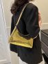 Crocodile Embossed Baguette Bag Metallic PU Funky