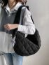 Oversized Hobo Bag Quilted Pattern Black