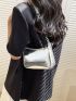 Metallic Hobo Bag Crocodile Embossed Silver Funky