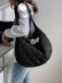 Oversized Hobo Bag Quilted Pattern Black