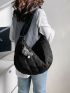 Oversized Hobo Bag Quilted Pattern Black