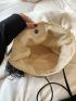 Drawstring Design Straw Bag Tassel Decor