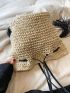 Drawstring Design Straw Bag Tassel Decor