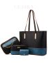 4pcs Bag Set Tote Bag Crossbody Bag Purse Two Tone, Best Work Bag For Women