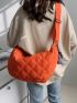 Oversized Hobo Bag Quilted Pattern Neon Orange