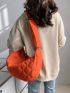 Oversized Hobo Bag Quilted Pattern Neon Orange