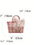 Braided Design Square Bag Twilly Scarf Decor Drawstring Design