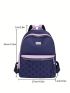 Two Tone Classic Backpack Metal Decor Embroidered Detail