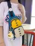 Mini Sling Bag Colorblock Letter Graphic With Random Bag Charm