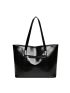 Large Shoulder Tote Bag Geometric Embossed Letter Decor