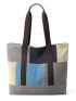 Color Block Shopper Bag Double Handle With Zipper Polyester