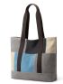 Color Block Shopper Bag Double Handle With Zipper Polyester