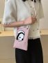 Mini Square Bag Cartoon Panda Patch Decor No-closure Canvas Cute