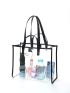 Clear Beach Bag Contrast Binding PVC Trendy & Waterproof