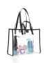 Clear Beach Bag Contrast Binding PVC Trendy & Waterproof