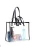 Clear Beach Bag Contrast Binding PVC Trendy & Waterproof