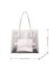 Letter Graphic Tote Bag With Inner Pouch PVC Contrast Binding