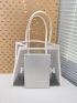 Letter Graphic Tote Bag With Inner Pouch PVC Contrast Binding