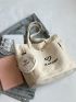 Letter Graphic Shopper Bag With Coin Purse Casual