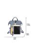 Colorblock Classic Backpack With Bag Charm Random Badge Decor For School