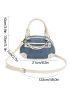 Small Satchel Bag Double Handle Colorblock Chain Decor