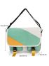 Color Block Messenger Bag Release Buckle Decor Nylon Large Capacity