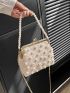 Faux Pearl Decor Straw Bag Kiss Lock Vacation