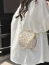 Faux Pearl Decor Straw Bag Kiss Lock Vacation