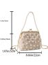 Faux Pearl Decor Straw Bag Kiss Lock Vacation