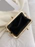 Faux Pearl Decor Straw Bag Kiss Lock Vacation