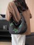 Geometric Pattern Hobo Bag Medium Canvas