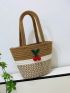 Cherry Decor Straw Bag Colorblock Vacation