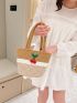 Cherry Decor Straw Bag Colorblock Vacation