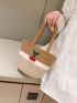 Cherry Decor Straw Bag Colorblock Vacation