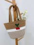 Cherry Decor Straw Bag Colorblock Vacation