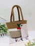 Cherry Decor Straw Bag Colorblock Vacation