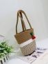 Cherry Decor Straw Bag Colorblock Vacation