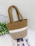 Cherry Decor Straw Bag Colorblock Vacation