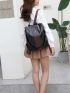 Metal Detail Textured Classic Backpack Pu Elegant