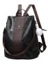 Metal Detail Textured Classic Backpack Pu Elegant