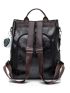 Metal Detail Textured Classic Backpack Pu Elegant